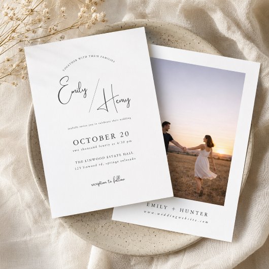 Invitation de mariage photo minimaliste moderne