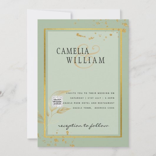 Invitation de mariage photo moderne avec code QR R (Devant)