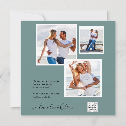 Invitation de mariage PHOTO moderne avec QR CODE d (Devant)