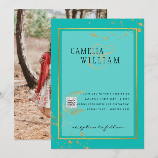 Invitation de mariage PHOTO moderne CODE QR RSVP S (Devant / Derrière)