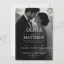 Invitation de mariage photo noir minimaliste moder