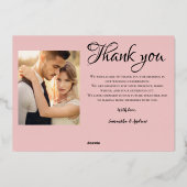 Invitation de mariage photo remerciement rose mode (Verso)
