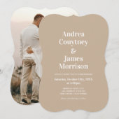 Invitation de mariage photo simple Bohème beige (Devant / Derrière)