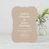 Invitation de mariage photo simple Bohème beige (Debout devant)