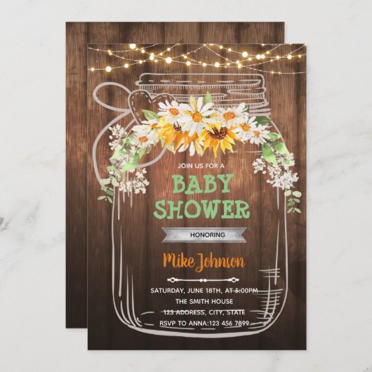 Invitation de mariage pique-nique dans un pot maso (Devant / Derrière)