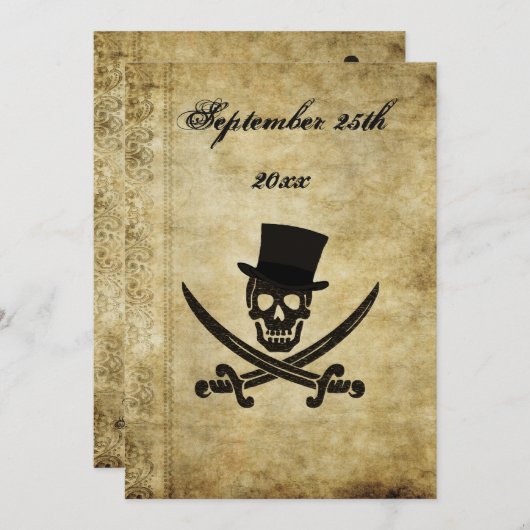 Invitation de mariage pirate (Devant / Derrière)