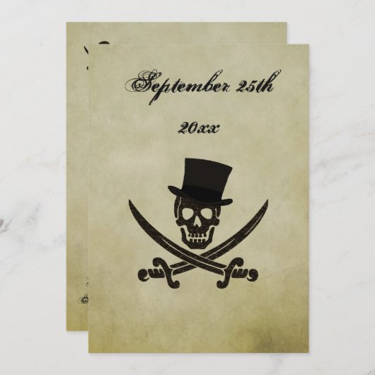 Invitation de mariage pirate (Devant / Derrière)