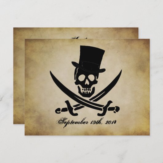 Invitation de mariage pirate (Devant / Derrière)