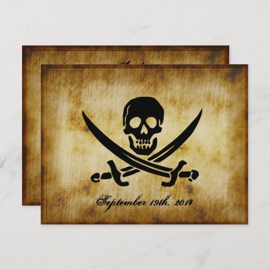 Invitation de mariage pirate (Devant / Derrière)