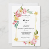 Invitation de mariage pivoine rose et jonquille ja (Devant)