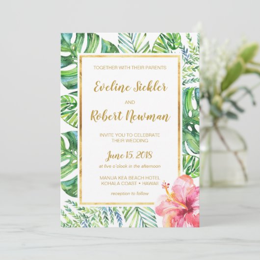 Invitation  de mariage plage tropical (Debout devant)