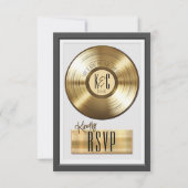Invitation de mariage plaque de disque vinyle or m (Devant)