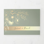 Invitation de mariage pliable triple en vert sauge (Page de couverture)