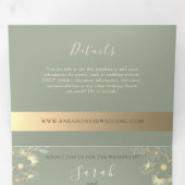 Invitation de mariage pliable triple en vert sauge (Intérieur en premier)