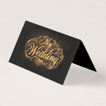 Invitation de mariage pliée à calligraphie sombre