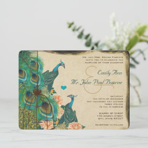 Invitation de mariage plume de cage à oiseaux vint
