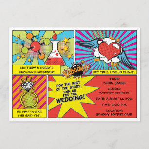 Invitation de mariage Pop Art de bande dessinée