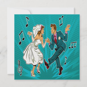 Invitation de mariage Pop Art pour danser le Jitte