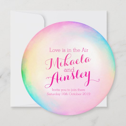 Invitation de mariage pour bulle d'aquarelle (Devant)