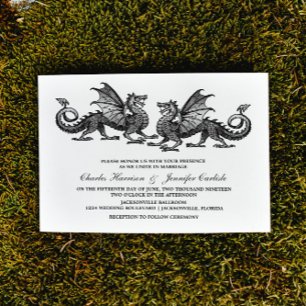 Invitation de mariage pour dragon élégant en argen
