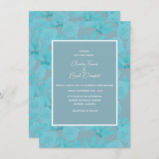 Invitation de mariage pour la conception d'aquarel (Devant / Derrière)