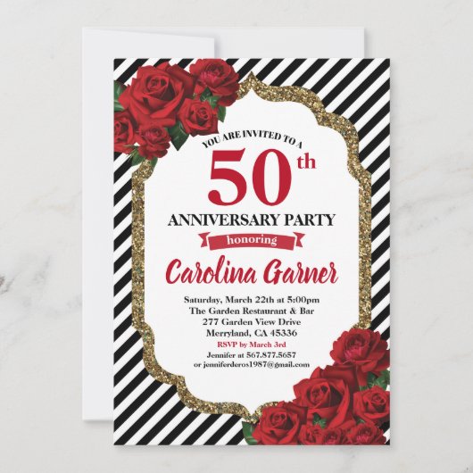 Invitation de mariage pour la fête d'anniversaire  (Devant)