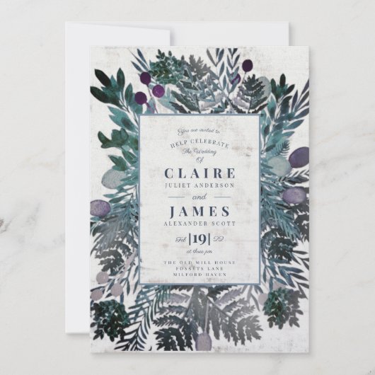 Invitation de mariage pour le feuillage rustique d (Devant)