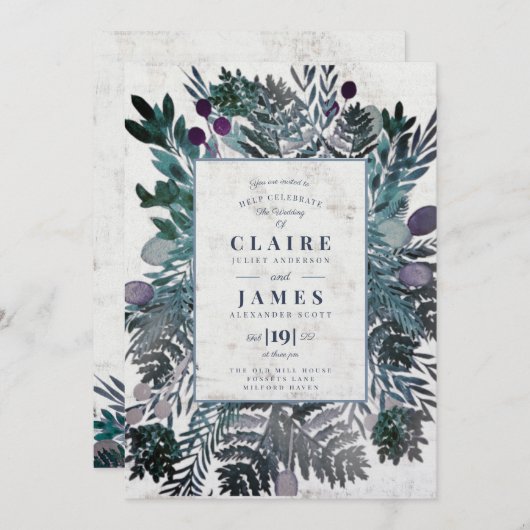 Invitation de mariage pour le feuillage rustique d (Devant / Derrière)