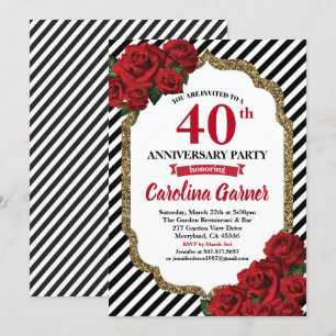 Invitation de mariage pour les 40 ans de mariage à