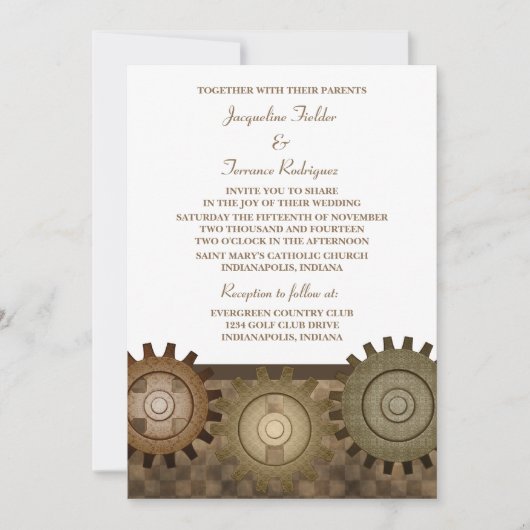 Invitation de mariage pour les engrenages de vapeu (Devant)