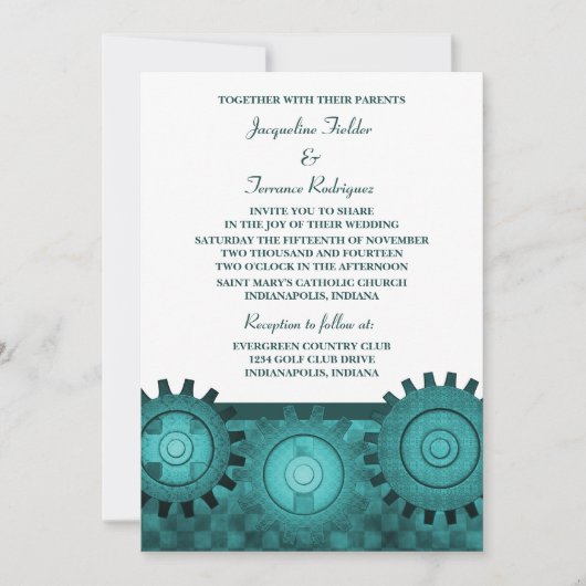 Invitation de mariage pour les engrenages de vapeu (Devant)