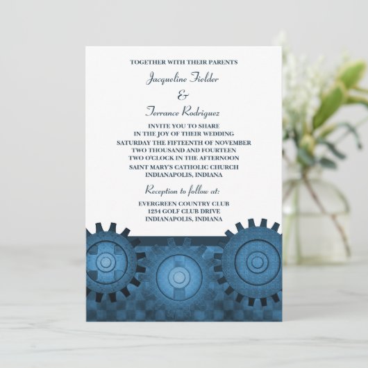 Invitation de mariage pour les engrenages en vapeu (Debout devant)