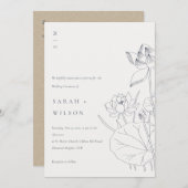 Invitation de mariage pour Nénuphar floral minimum (Devant / Derrière)