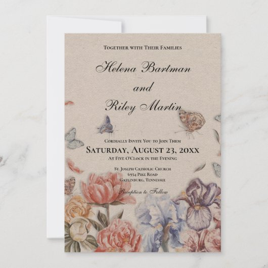 Invitation de mariage pour papillon (Devant)