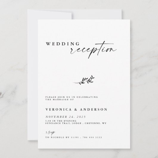 Invitation de mariage pour réception de fugue mini (Devant)