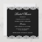 Invitation de mariage Pretty Lace & Bow Noir Blanc (Dos)