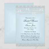 Invitation de mariage Pretty Lace & Pearl Blue (Devant / Derrière)