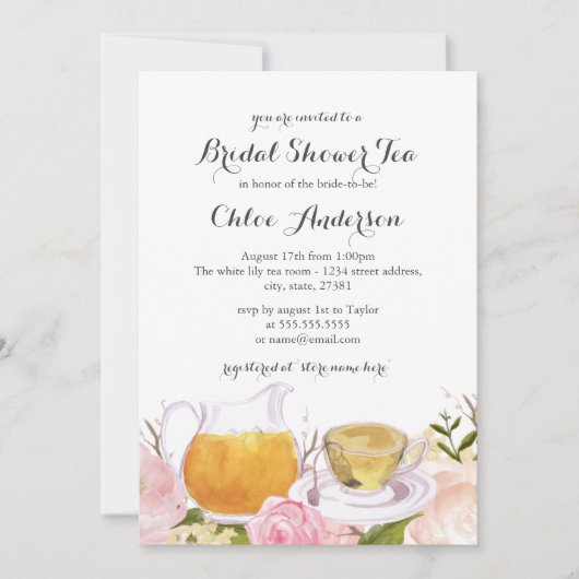 Invitation de mariage Pretty Pink Rose Teacup (Devant)