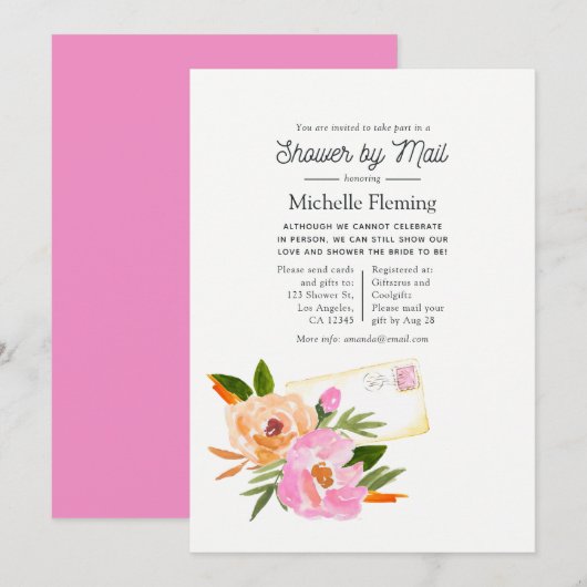 Invitation de mariage printanier par courrier à l' (Devant / Derrière)