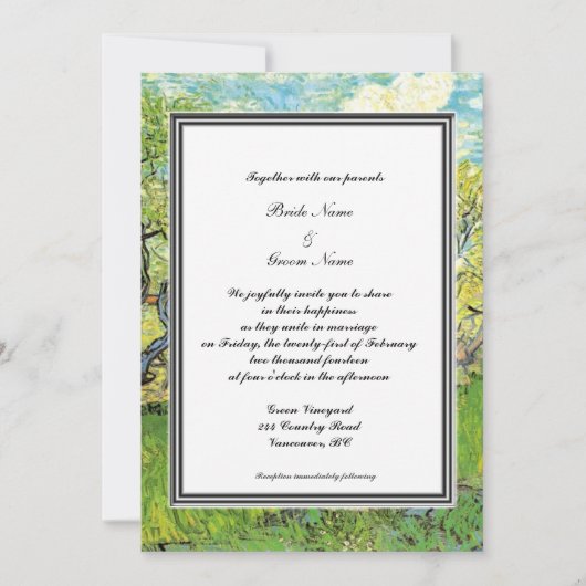 Invitation de mariage printemps, été. van Gogh (Devant)