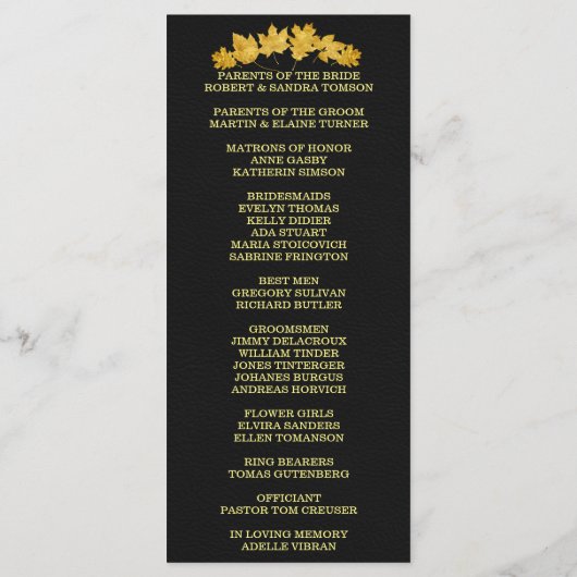 Invitation de mariage | Programme en cuir de chaud (Dos)