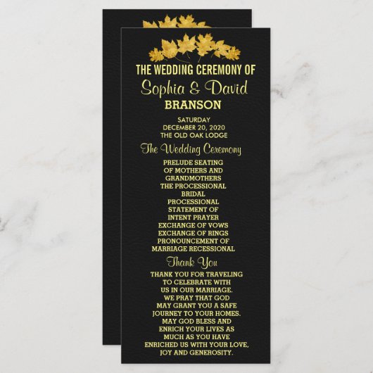 Invitation de mariage | Programme en cuir de chaud (Devant / Derrière)