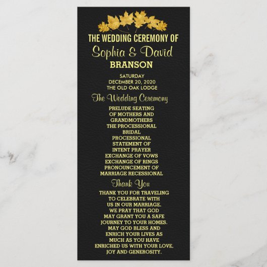 Invitation de mariage | Programme en cuir de chaud (Devant)