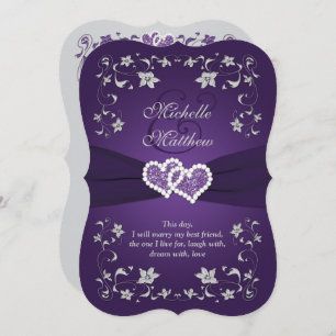 Invitation de mariage   Purple, Argent, Floral, Co
