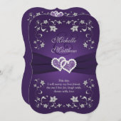 Invitation de mariage | Purple, Argent, Floral, Co (Devant / Derrière)