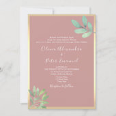 Invitation de mariage QR à la verdure Rose Poussié (Devant)