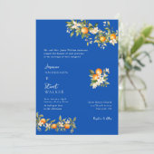 Invitation de mariage QR Code citrus et bleu (Debout devant)