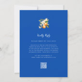 Invitation de mariage QR Code citrus et bleu (Dos)