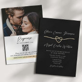 Invitation de mariage QR Code moderne or noir