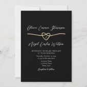 Invitation de mariage QR Code moderne or noir (Devant)